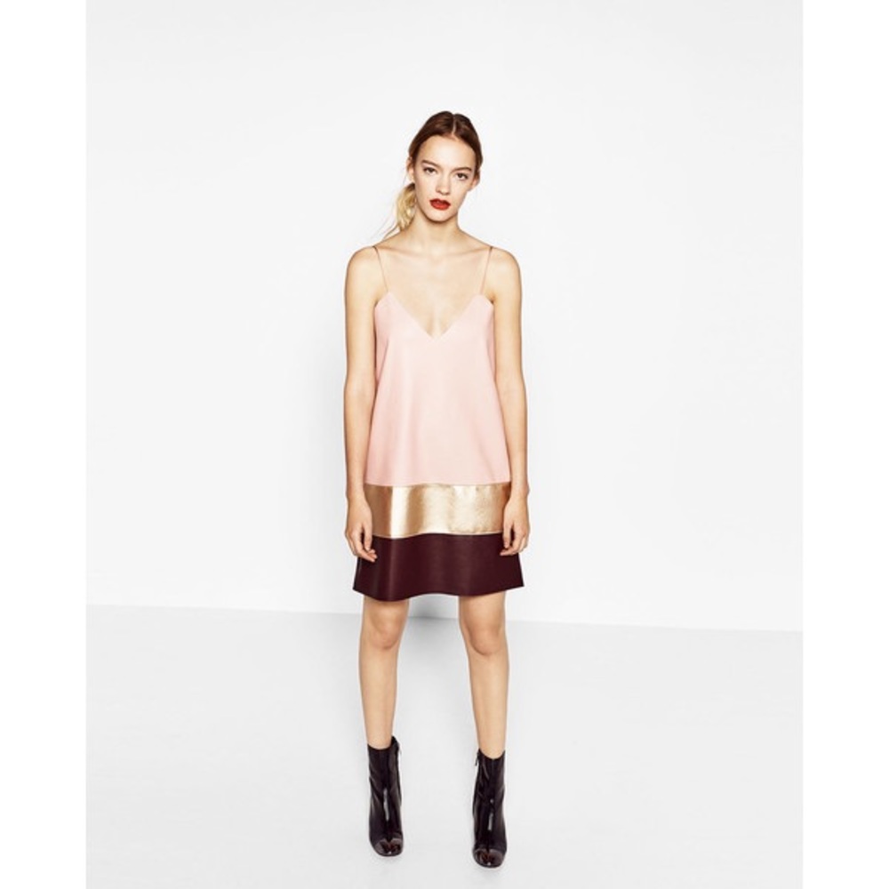 NWT Zara Faux Leather Spaghetti Strap Mini Dress - Picture 3 of 8